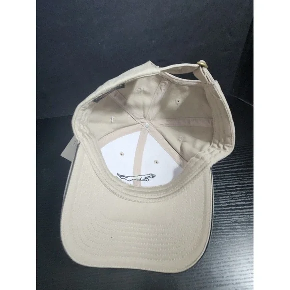 New Jaguar Logo Baseball Cap Hat  Tan Adjustable Fabric Strap Brass Buckle - Picture 5 of 6